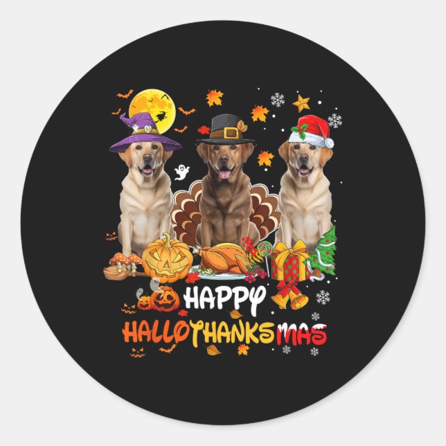 Labrador Hund Happy Halloween Erntedank Merry Ch Runder Aufkleber (Vorderseite)