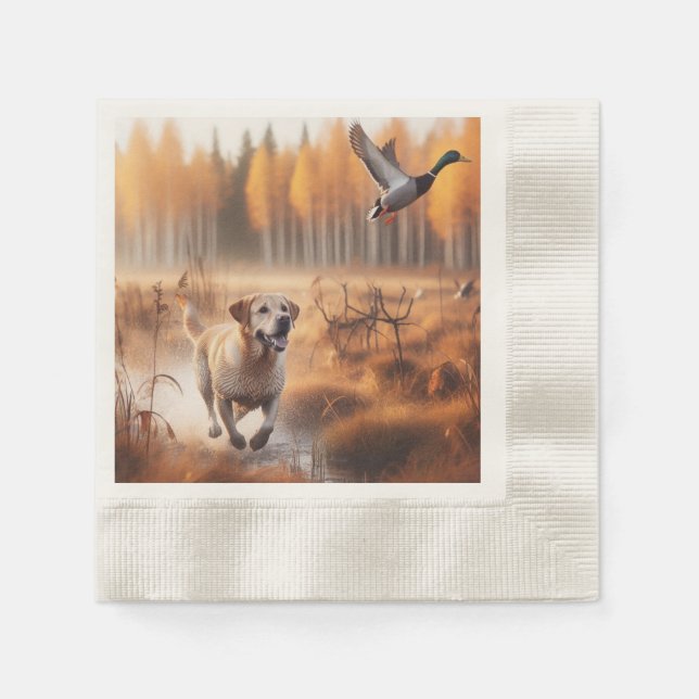 Labrador/Hund im Herbst Entenjagd Serviette (Vorderseite)