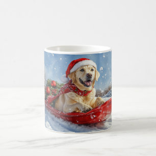 Labrador-Hund im Schlitten Lass es schneien Weihna Kaffeetasse