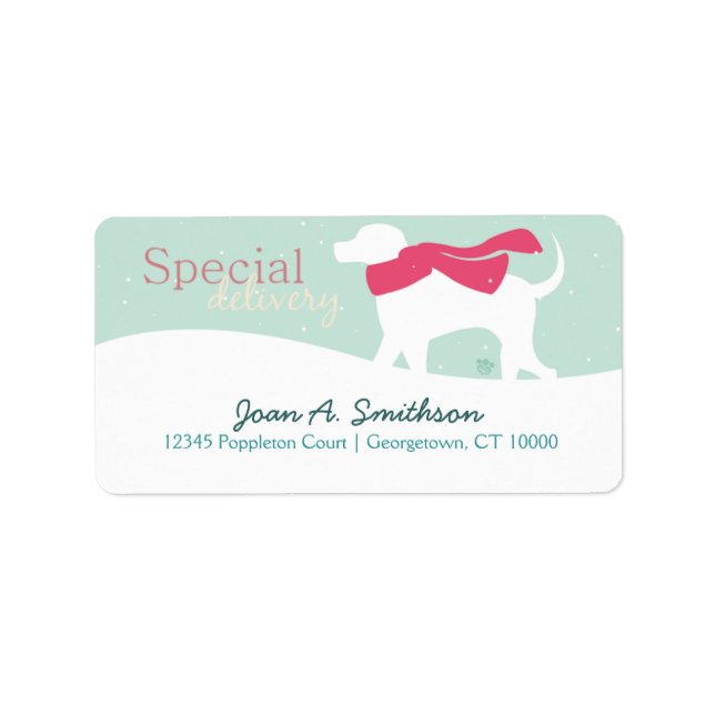 Labrador Hund im Schnee Adressaufkleber (Vorne)