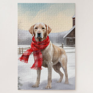 Labrador Hund im Schnee Weihnachten