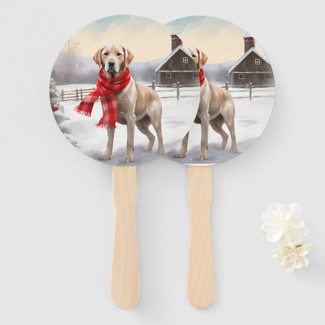 Labrador Hund im Schnee Weihnachten Fächer (Vorne und Hinten)