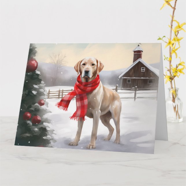 Labrador Hund im Schnee Weihnachten Karte (Gelbe Blume)