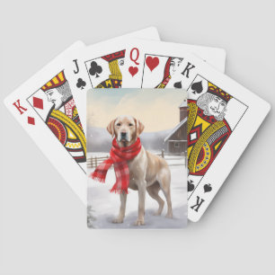 Labrador Hund im Schnee Weihnachten Spielkarten