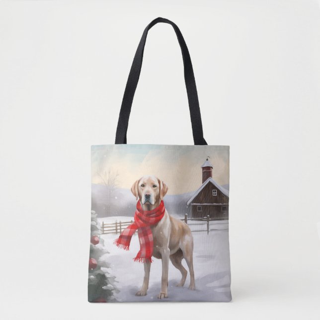 Labrador Hund im Schnee Weihnachten Tasche (Vorderseite)