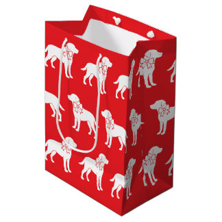 Labrador Hund in Big Gift Bow Mittlere Geschenktüte