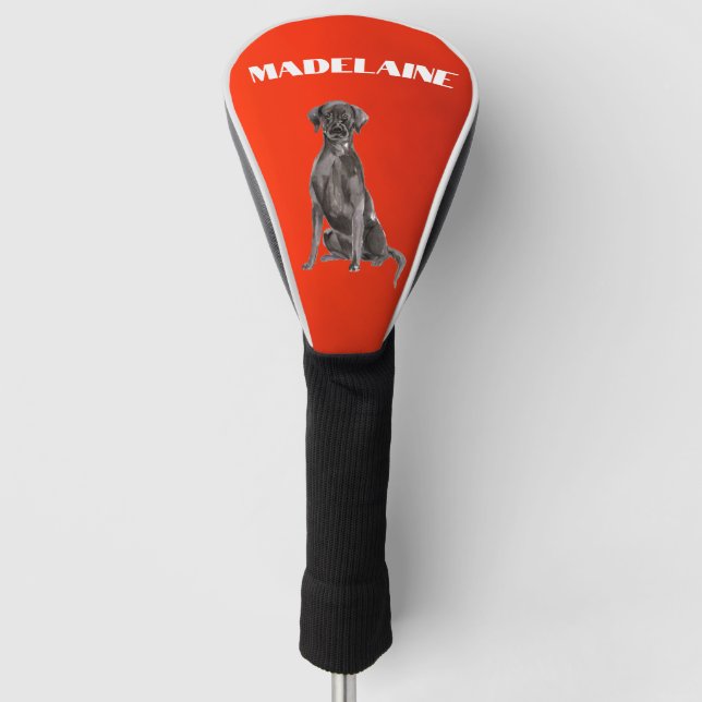 Labrador Hund Lover Red Personal Golf Headcover (Vorderseite)