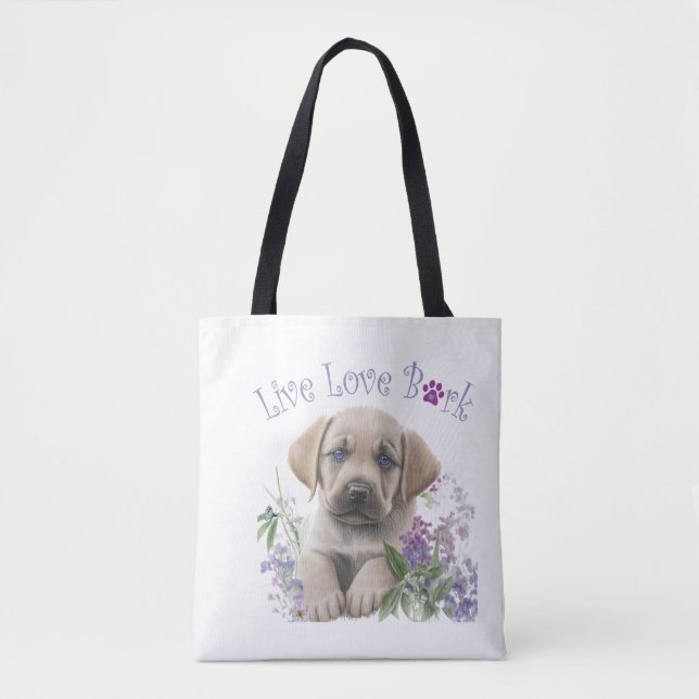 Labrador Hund Mama Floral Tasche (Vorderseite)