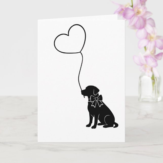 Labrador Hund mit Liebe Herzballon Karte (Orchidee)