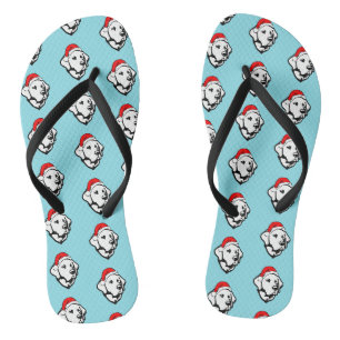 Labrador Hund mit Weihnachts-Weihnachtsmannmütze-M Flip Flops