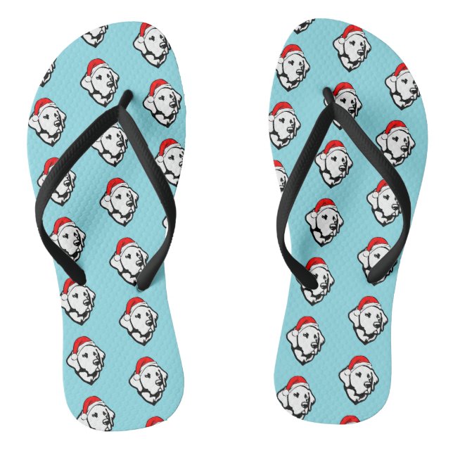 Labrador Hund mit Weihnachts-Weihnachtsmannmütze-M Flip Flops (Fußbett)