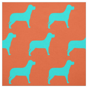 Labrador Hund Orange und Aquamarines Muster Stoff