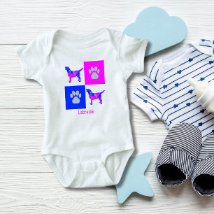 Labrador Hund & Paw Pink und Blue Baby Bodysuit Strampler