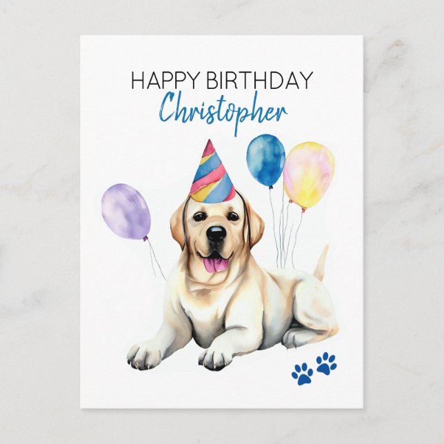 Labrador Hund Personalisiert Happy Birthday Postkarte (Vorderseite)