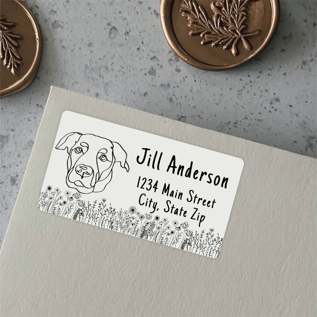 Labrador Hund Personalisiert Zeichnend Hand Adressaufkleber (Von Creator hochgeladen)
