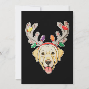 Labrador-Hund-Rentier-Geweih-Weihnachtslichter Einladung