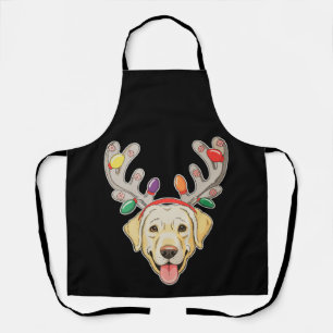 Labrador-Hund-Rentiergeweih-Weihnachtsbeleuchtung Schürze