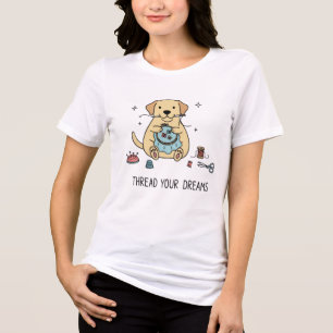 Labrador-Hund-Stickerei-Haken Kreative Hobbys Kuns Tri-Blend Shirt