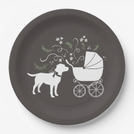 Labrador Hund Thema Babydusche Geschlecht neutral Pappteller