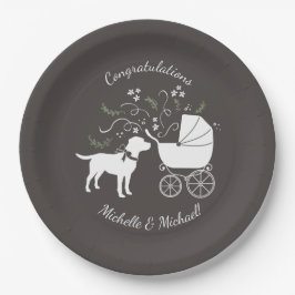 Labrador Hund Thema Babydusche Geschlecht neutral Pappteller