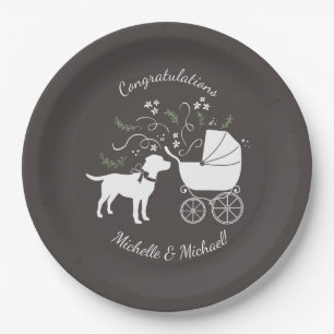 Labrador Hund Thema Babydusche Geschlecht neutral Pappteller