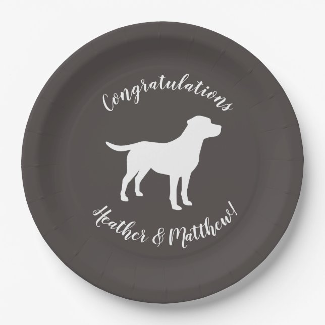 Labrador Hund Thema Babydusche Geschlecht neutral Pappteller (Vorderseite)