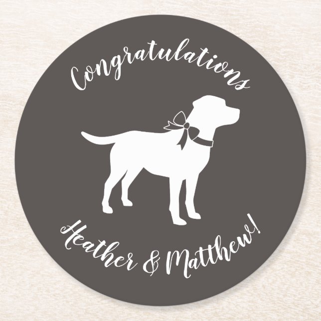 Labrador Hund Thema Babydusche Geschlecht neutral Runder Pappuntersetzer (Vorderseite)