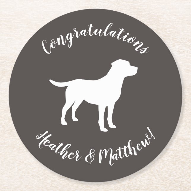 Labrador Hund Thema Babydusche Geschlecht neutral Runder Pappuntersetzer (Vorderseite)