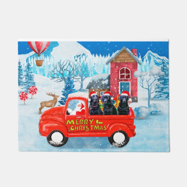Labrador Hund Weihnachts-LKW Schnee Fußmatte (Vorderseite)