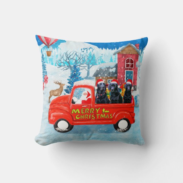 Labrador Hund Weihnachts-LKW Schnee Kissen (Vorderseite)
