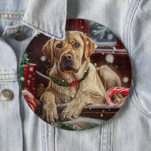 Labrador Hund Weihnachtsfest Button