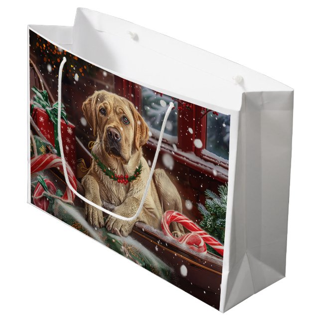 Labrador Hund Weihnachtsfest Große Geschenktüte (Vorderseite Schrägansicht)