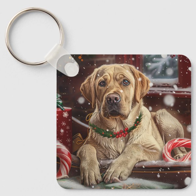Labrador Hund Weihnachtsfest Schlüsselanhänger (Vorderseite)
