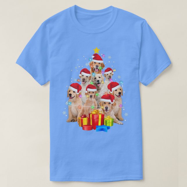 Labrador Hund Weihnachtsmannmütze Weihnachtsbaum L T-Shirt (Design vorne)