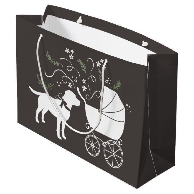 Labrador Hunde Babydusche Labrador Grau Geschlecht Große Geschenktüte (Rückseite Schrägansicht)