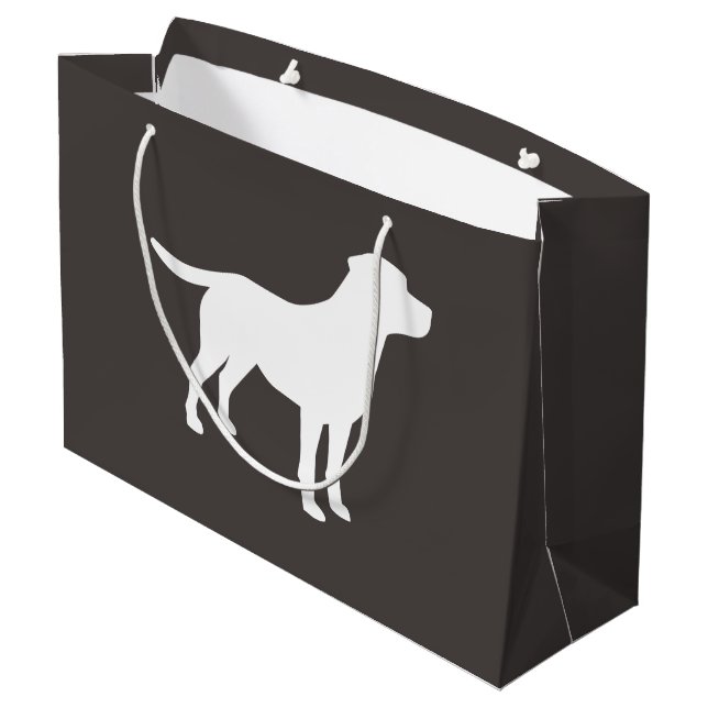 Labrador Hunde Babydusche Labrador Grau Geschlecht Große Geschenktüte (Rückseite Schrägansicht)