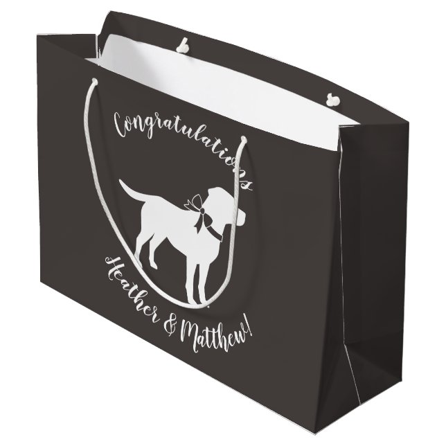 Labrador Hunde Babydusche Labrador Grau Geschlecht Große Geschenktüte (Rückseite Schrägansicht)