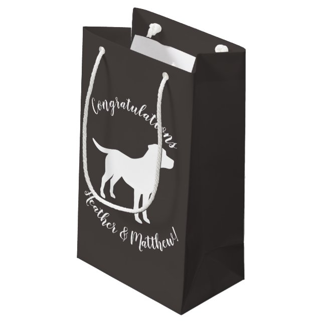 Labrador Hunde Babydusche Labrador Grau Geschlecht Kleine Geschenktüte (Rückseite Schrägansicht)
