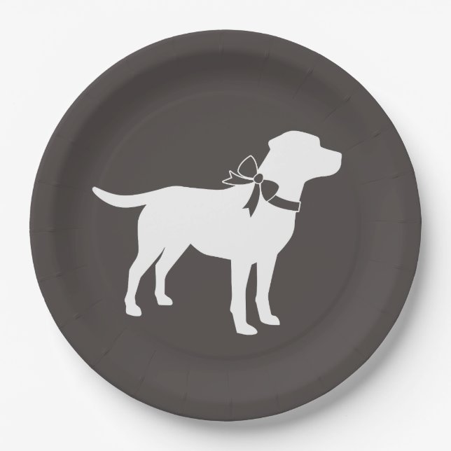 Labrador Hunde Babydusche Labrador Grau Geschlecht Pappteller (Vorderseite)