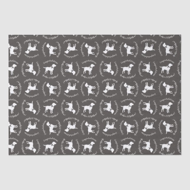 Labrador Hunde Babydusche Labrador Grau Geschlecht Seidenpapier (Vorderseite)