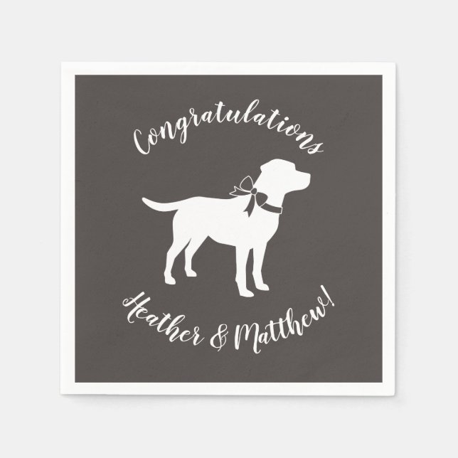 Labrador Hunde Babydusche Labrador Grau Geschlecht Serviette (Vorderseite)