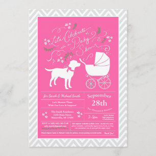 Labrador Hunde Kinderdusche Labrador Pink Girl Einladung
