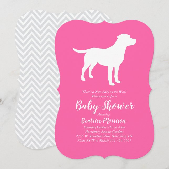 Labrador Hunde Kinderdusche Labrador Pink Girl Einladung (Vorne/Hinten)