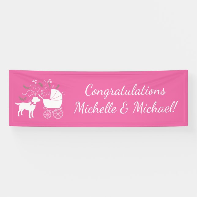 Labrador Hunde Kinderdusche Pink Girl Labrador Banner (Horizontal)