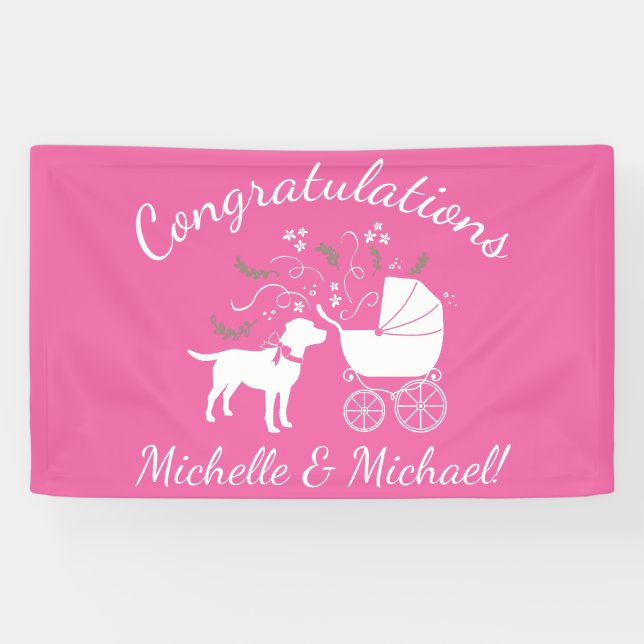 Labrador Hunde Kinderdusche Pink Girl Labrador Banner (Horizontal)