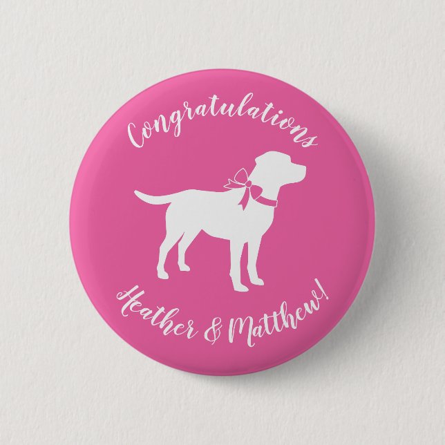 Labrador Hunde Kinderdusche Pink Girl Labrador Button (Vorderseite)