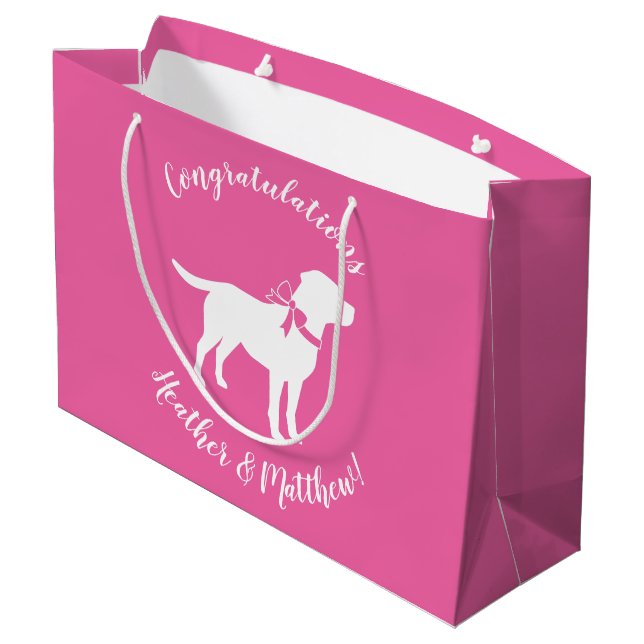 Labrador Hunde Kinderdusche Pink Girl Labrador Große Geschenktüte (Rückseite Schrägansicht)