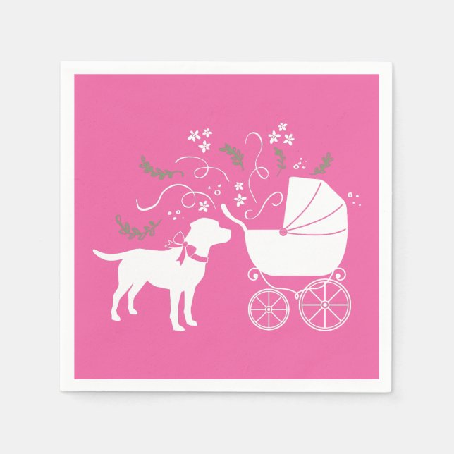 Labrador Hunde Kinderdusche Pink Girl Labrador Serviette (Vorderseite)