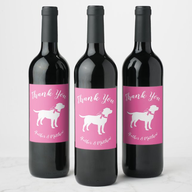 Labrador Hunde Kinderdusche Pink Girl Labrador Weinetikett (Flaschen)