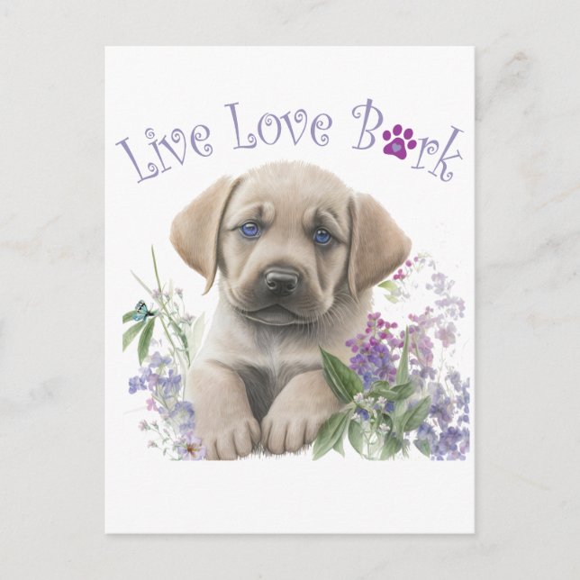 Labrador-Hundemutter Blumenmuster Postkarte (Vorderseite)